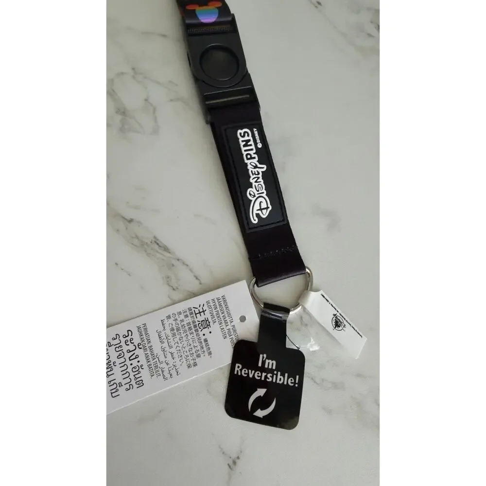 Disney Parks Pride Collection Reversible Pin Trading Lanyard Rainbow Mickey NWT